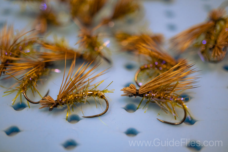 Modern Version Elk Hair Straggle Caddis with Semperfli Straggle String with hook size
