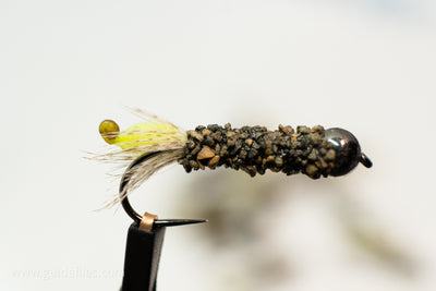 Saltwater Fly with extra long hook, tungsten bead head and authentic stream bottom