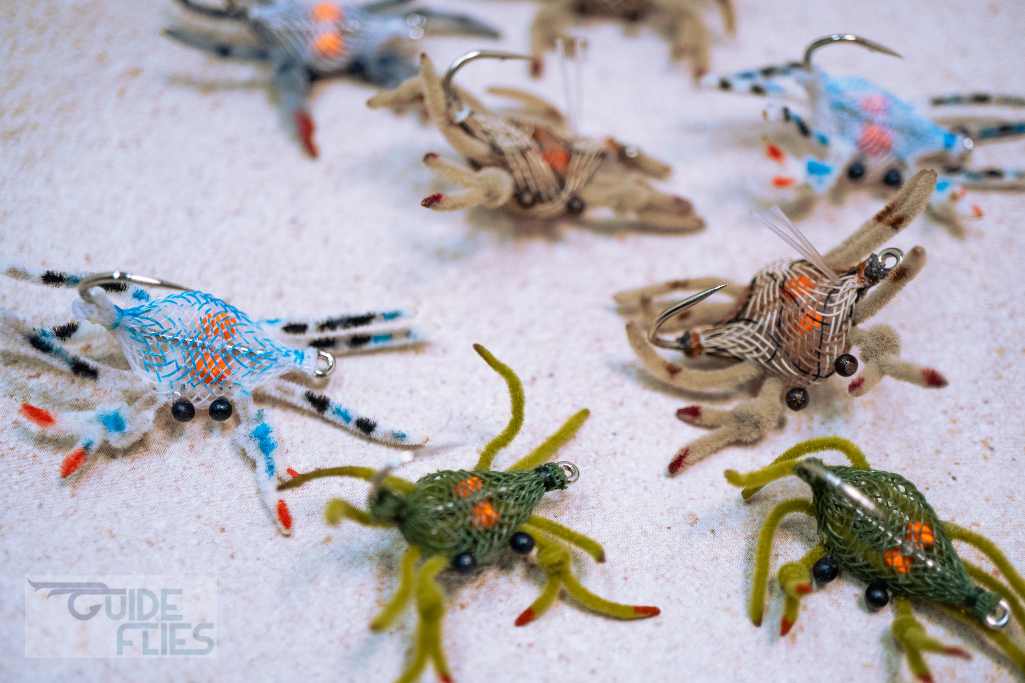 Guide Flexo Crab Realistic Living Epoxy Eyes Bright Orange Brass eyes to mimic natural eggs Premium Umpqua X-Series Flats Hook