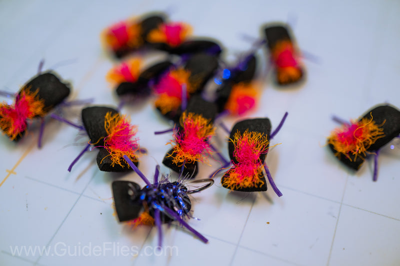 Guide Beetles high-tech high-vis micro dry-dropper indicator Semperfli Straggle String and complimenting micro rubber legs multi-color hi-vis parapost sigher treated with Watershed for extra floatation black