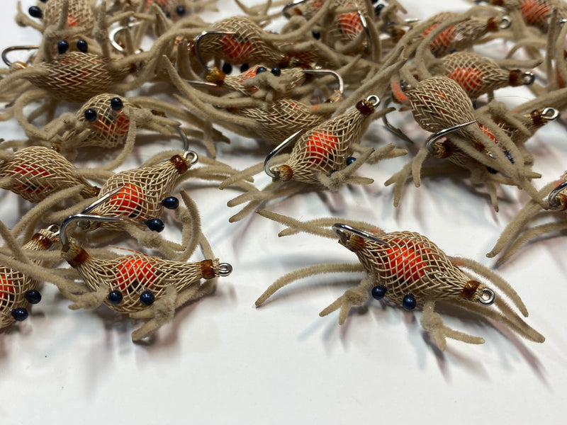 Guide Flexo Crab Realistic Living Epoxy Eyes Bright Orange Brass eyes to mimic natural eggs Premium Umpqua X-Series Flats Hook Brown